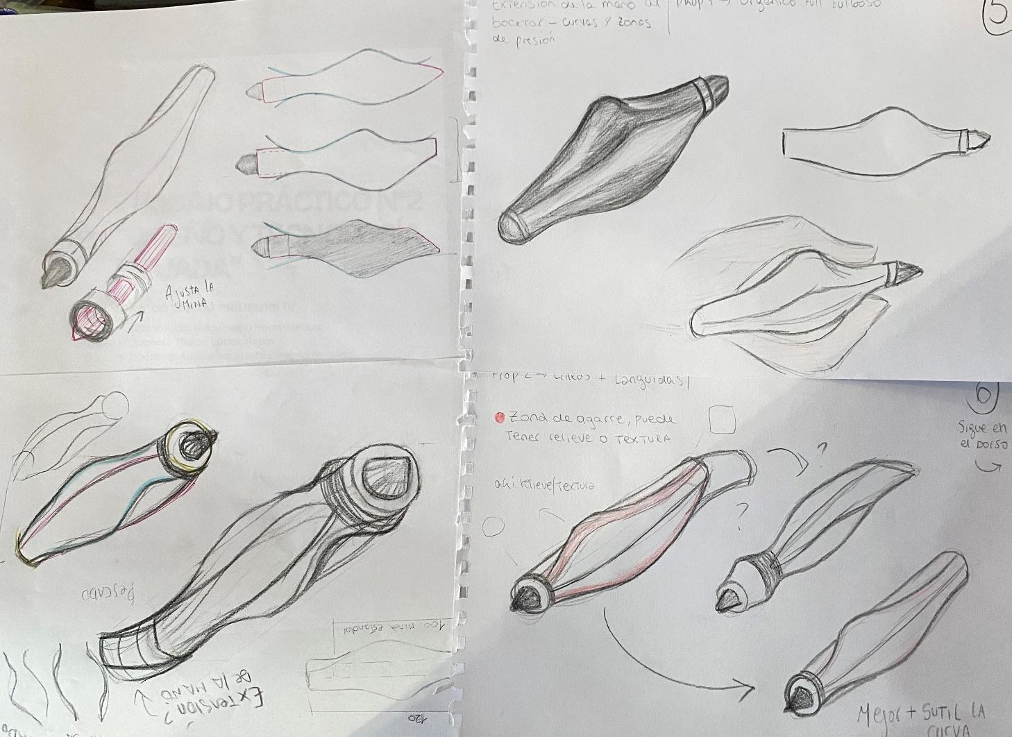 Bocetos de exploración formal y ergonómica