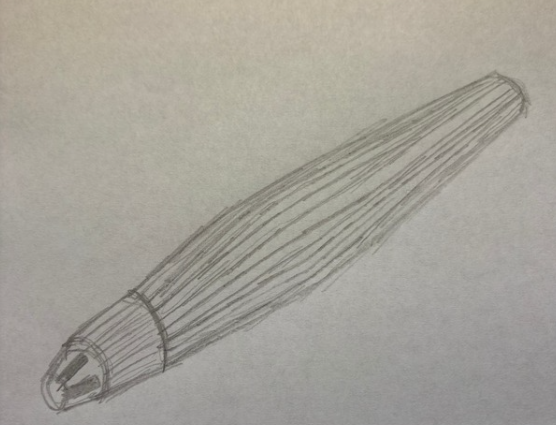 Boceto del portaminas con morfología plegada
